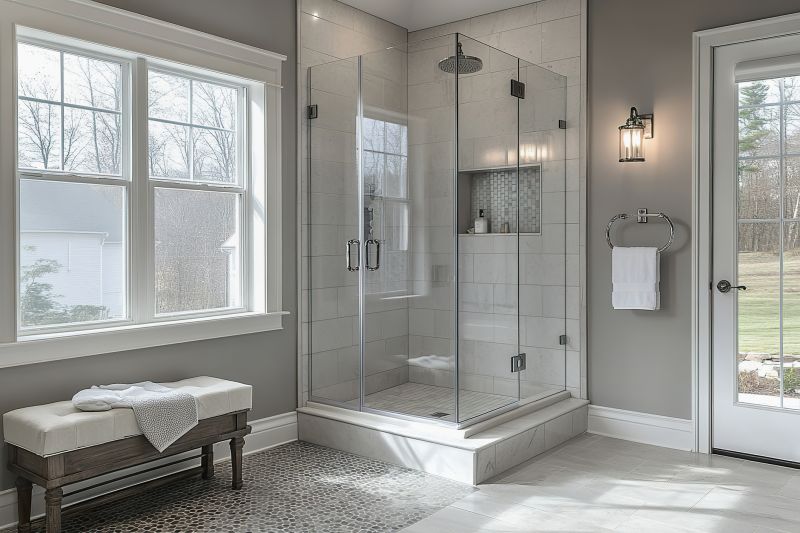 Glass Enclosed Shower with Modern Fixtures